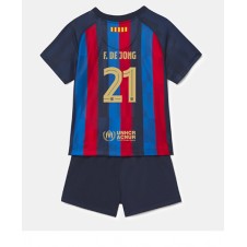 Barcelona Frenkie de Jong #21 Hemmaställ Barn 2022-23 Korta ärmar (+ Korta byxor)